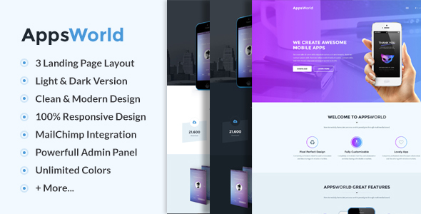 AppsWorld-响应式应用登录页面主题