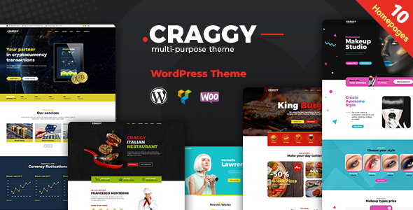 Craggy-食品配送、服务和比特币加密货币多用途WordPress主题