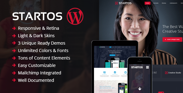 Startos-现代应用登录页面WordPress主题