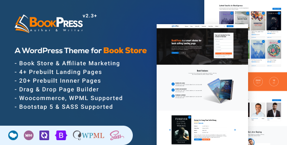 Bookpress-面向出版商、作家和作者以及联盟营销的WooCommerce书店主题