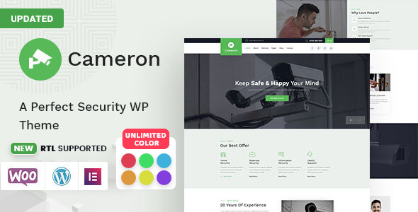 Cameron-家庭自动化、闭路电视和安全WordPress主题+RTL