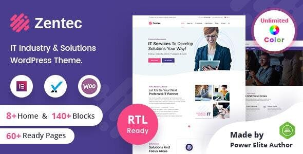 Zentec-IT解决方案公司WordPress主题+RTL