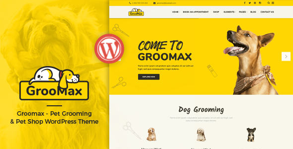 Groomax-宠物美容和购物WordPress主题