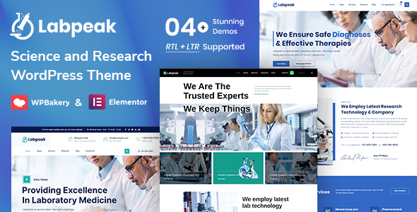 Labpeak |实验室与科学研究WordPress主题+RTL预约