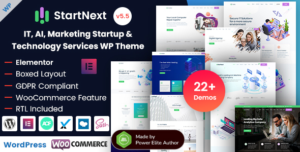 StartNext-IT、人工智能、营销初创公司和技术服务WordPress主题