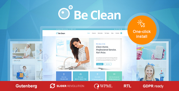 Be Clean-清洁公司、女佣服务和洗衣WordPress主题