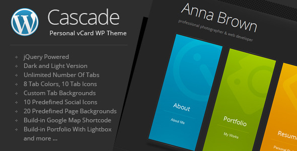 Cascade-个人vCard WordPress主题