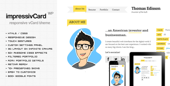 impressivCard WP-响应式vCard WordPress主题