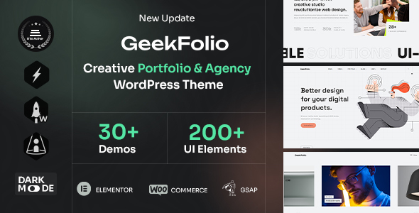 Geekfolio-Elementor创意作品集和代理WordPress主题