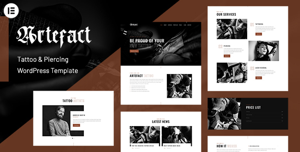 Artefact-Elementor纹身穿孔工作室WordPress主题