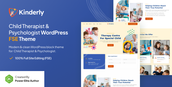 Kinderly–儿童治疗师和心理学家FSE WordPress主题