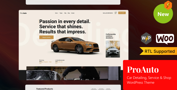 ProAuto-汽车细节、服务和购物WordPress主题