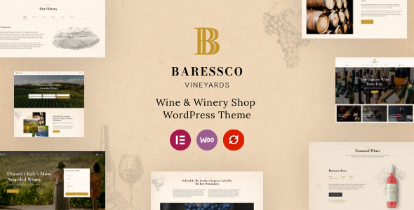 Baressco-葡萄酒、葡萄园和酒厂WordPress主题