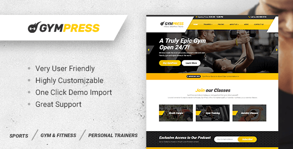 GymPress——适用于健身和私人教练的WordPress主题