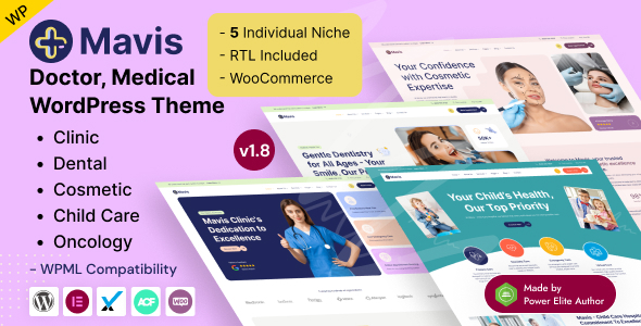 Mavis–医生和医疗诊所WordPress主题，支持Elementor和WooCommerce