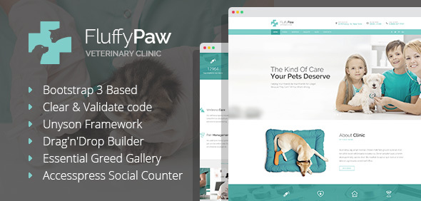 FluffyPaw-兽医诊所和宠物护理中心的WordPress主题