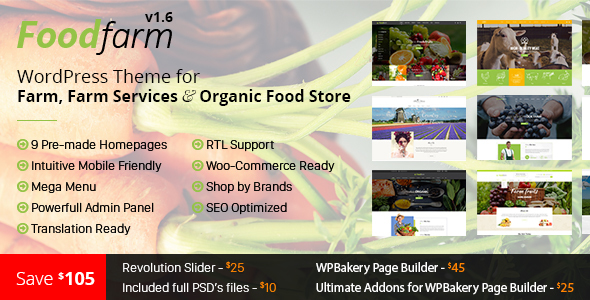 FoodFarm–农场、农场服务和有机食品商店的WordPress主题