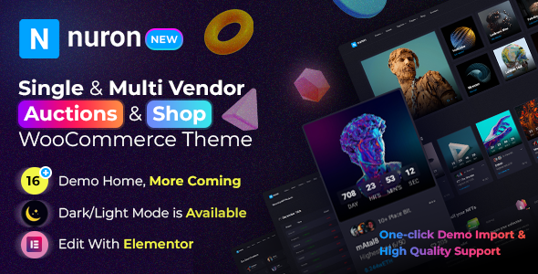 Nuron-多供应商拍卖和NFT WooCommerce主题
