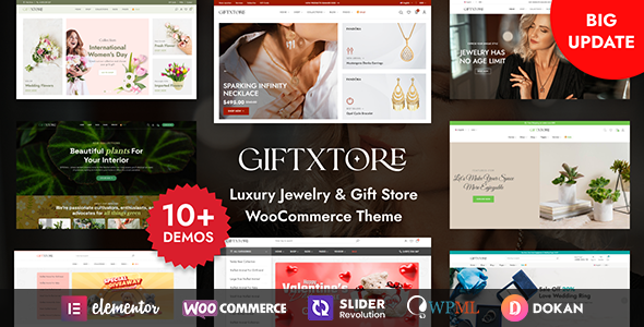 GiftXtore-奢侈品珠宝和礼品店Elementor WooCommerce WordPress主题