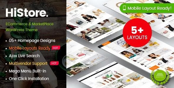 HiStore-时尚商店、家具店、电子商务市场WordPress主题（移动布局就绪）