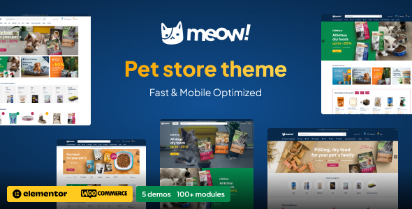 喵！-宠物护理和宠物店Elementor WordPress WooCommerce主题