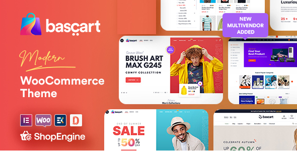 Bascart-多供应商市场和Woocommerce WordPress主题与Builder