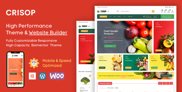 Crisop-杂货和有机食品店Elementor WooCommerce主题
