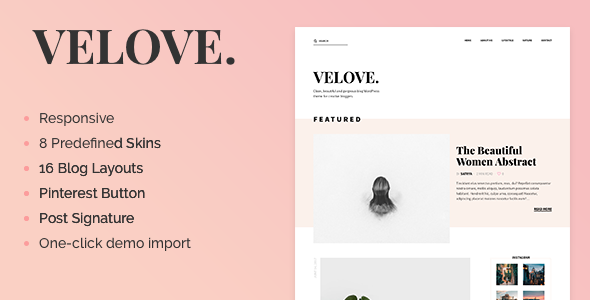 Velove-一个响应式女性WordPress博客主题