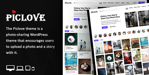 Piclove-博客和照片下载WordPress主题