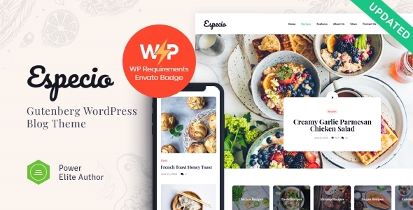 Especio |古腾堡美食博客WordPress主题