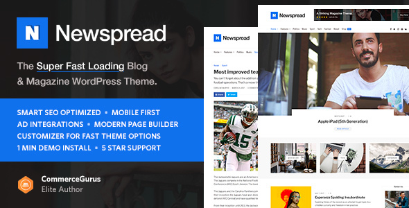 Newspread-杂志、博客、报纸和评论WordPress主题