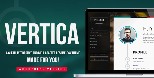 Vertica-简历和作品集WordPress主题