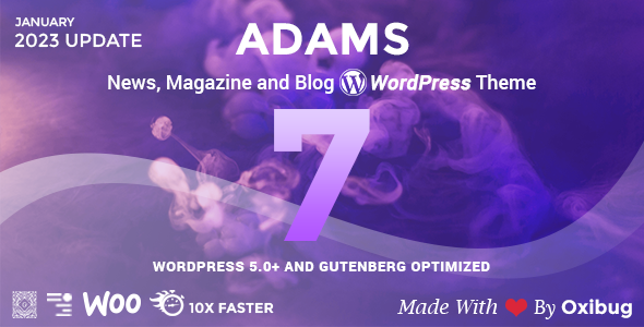 Adams-响应式视网膜WordPress新闻、杂志、博客