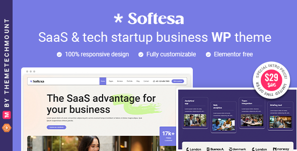 Softesa-Saas软件初创企业WordPress主题