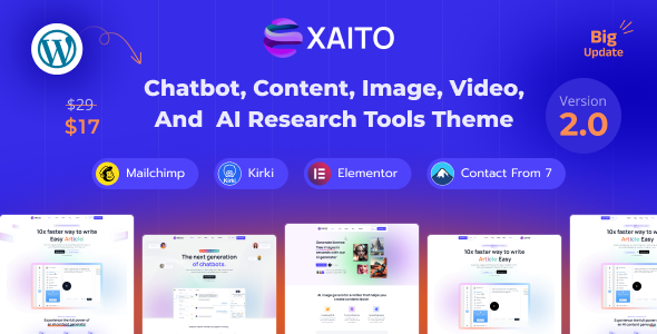 Xaito-人工智能应用程序和生成器WordPress主题
