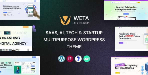 WETA-SaaS、Ai、技术和初创企业多用途WordPress主题