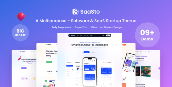 Saasto–软件和初创公司SaaS Elementor WordPress主题