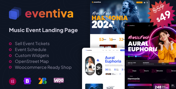 Eventiva-音乐和乐队活动登录页面WordPress主题