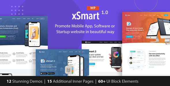xSmart-技术演示、促销营销和广告代理中的WordPress主题应用程序登录页