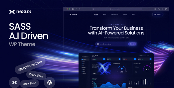 Nexux-AI Saas登录页面WordPress主题