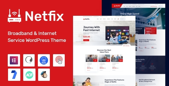 Netfix–宽带和互联网服务WordPress主题+RTL