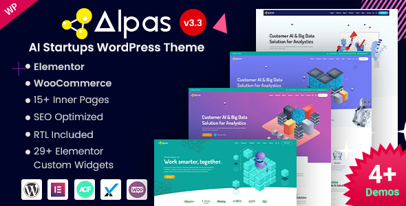 Alpas-人工智能和数据分析初创公司Elementor WordPress主题