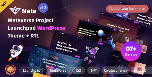 Nata–ICO、加密代币、Metaverse和Launchpad WordPress主题