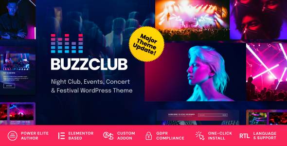 Buzz Club-夜总会、DJ和音乐节活动WordPress主题