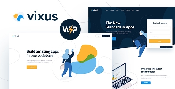 Vixus |启动和移动应用程序WordPress登录页WordPress主题
