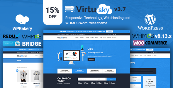VirtuSky |响应式网络托管和WHMCS WordPress主题