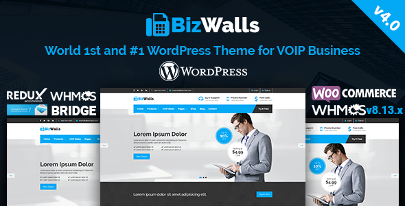 BizWalls |响应式VOIP和虚拟电话商务WordPress主题
