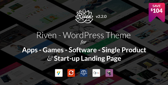 Riven-应用程序、游戏、单个产品登录页面的WordPress主题