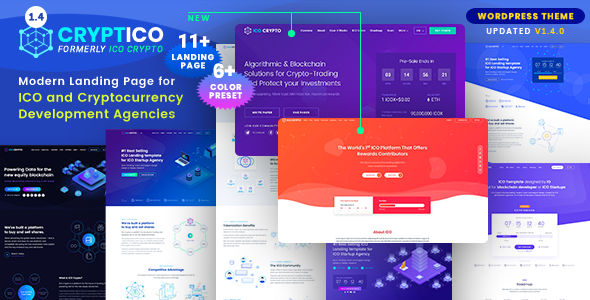 Cryptico-ICO加密货币登陆和加密货币WordPress主题​
