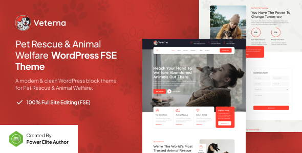 Veterna–宠物救援和动物福利FSE WordPress主题